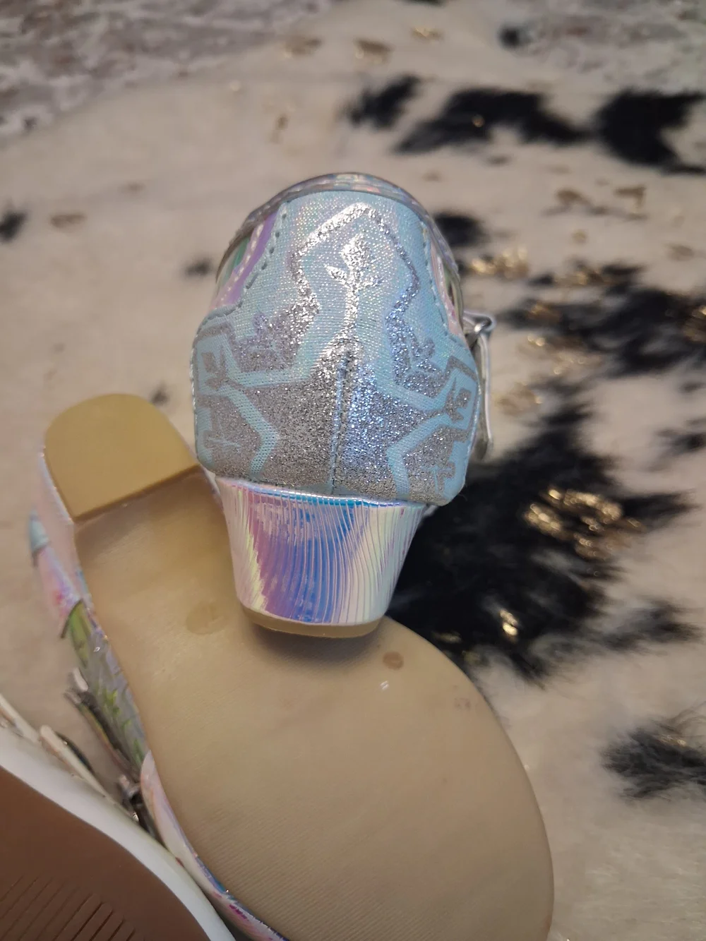wonder nation White Mary Jane Flats & Iridescent Frozen Holographic Dress Shoes